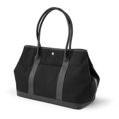 MSHO Tote Bag, 100% Cotton with PVC Trim, Large Horizontal Rectangle, 17"x12"x7.75", Black Canvas 2744