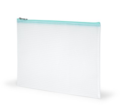 MSHO Large Pouch Blue Zipper, 100% PVC, Horizontal Rectangle, 12"x9"x1/8", Clear PVC 6426