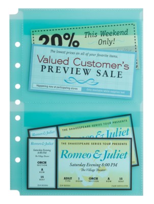 MSHO 5" X 8" Mini Secure Top Page Protectors with 2 Pockets, 5-Pack, Blue, Polypropylene 14533
