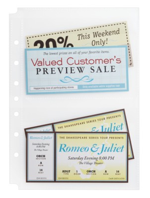 MSHO 5" X 8" Mini Secure Top Page Protectors with 2 Pockets, 5 Pack, Clear, Polypropylene 14534