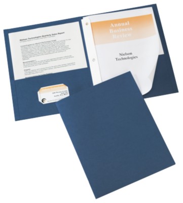 Two Pocket Folders with Fasteners 10PK Navy 47346