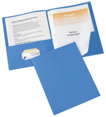 Two Pocket Folders with Fasteners 10PK Light Blue 47347