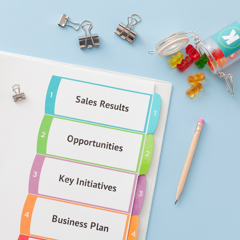 For a polished, professional presentation of your meeting, a simple binder and set of dividers (such as these Ready Index Dividers) raises the bar and creates a lasting impression.
