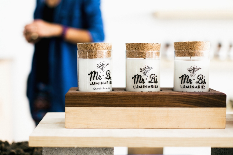 Mr. B's branding uses labels placed directly on the products for a clean look.