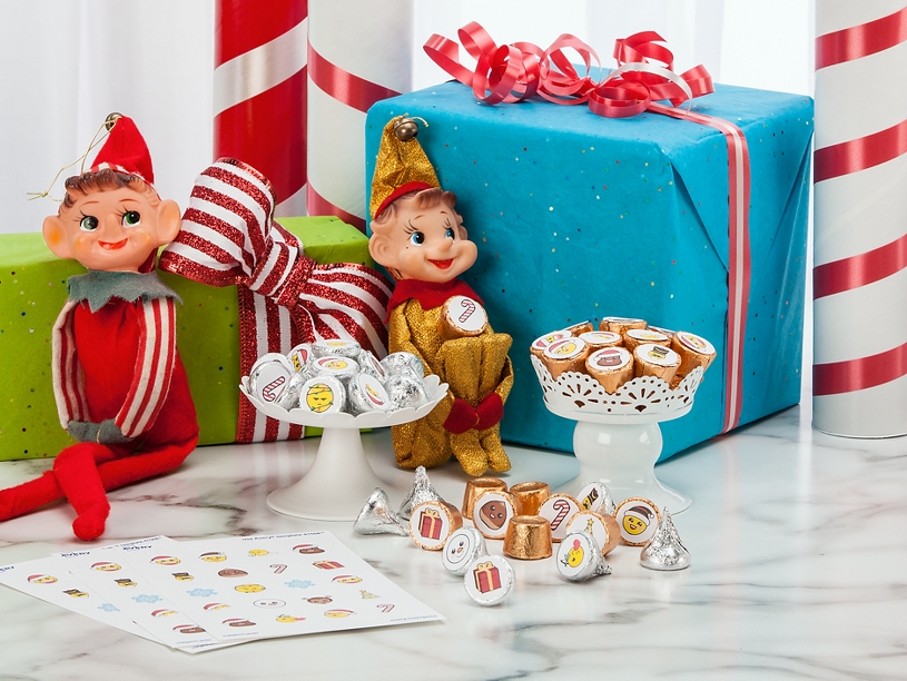 Candy decorating with mini round labels