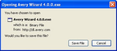 When the download is complete, double click the Avery Wizard .exe file and follow the prompts to install the Avery Wizard software into Microsoft Office.