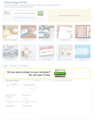 How to Open a Saved Project in Avery Design & Print Online