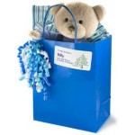 Sticker on Gift Bag with Stuffed Bear