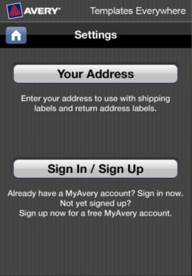 Settings in the Avery Templates Everywhere App