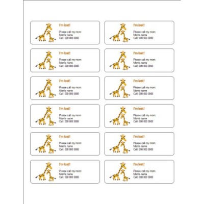 Mom and Baby Giraffe Print-to-the-edge Shipping Label, 12 per sheet