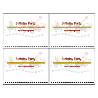 Birthday Train Postcard, 4 per sheet