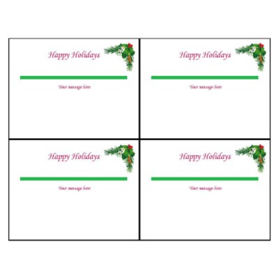 Christmas Wreath Postcard, 4 per sheet