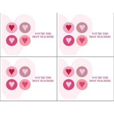 Valentine Hearts Postcard - 4 per sheet, Wide