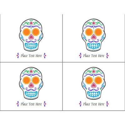 Day of the Dead Skull Postcard , 4 per sheet