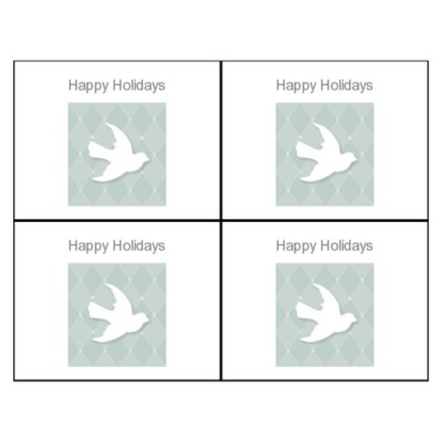 Holiday Peace Dove Postcard, Front, 4 per sheet