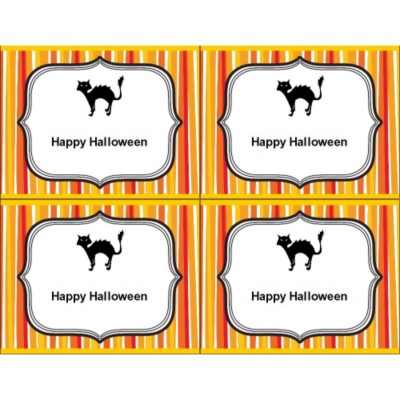 Halloween Cat with Stripe Pattern Postcard , 4 per sheet
