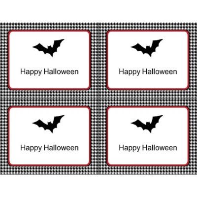Halloween Bat with Houndstooth Pattern Postcard , 4 per sheet
