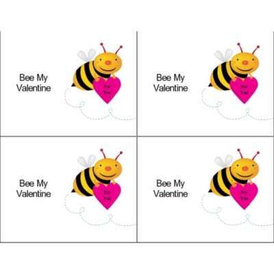 Bee My Valentine on Postcards, 4 per sheet