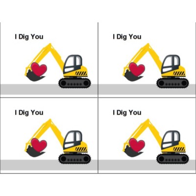 I Dig You Valentine Postcard, 4 per sheet