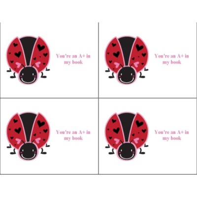 Valentine Love Bug Postcard, 4 per sheet - Wide