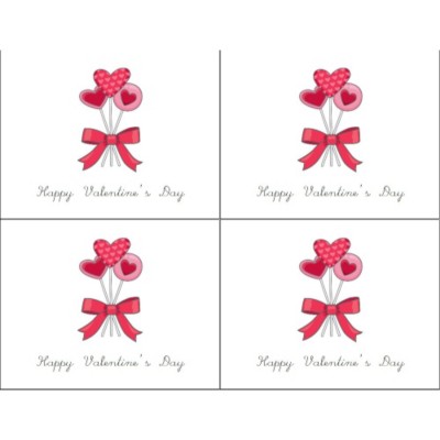 Heart Lollipop Valentine Postcard, 4 per sheet