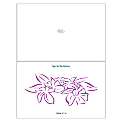 Flower Half-Fold Greeting Card, Burgundy Flower - Wide