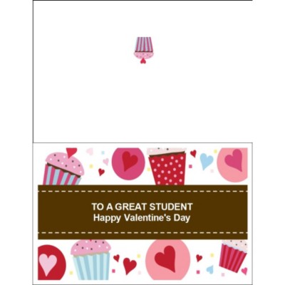 Valentine Cupcakes Half-Fold Card - Wide