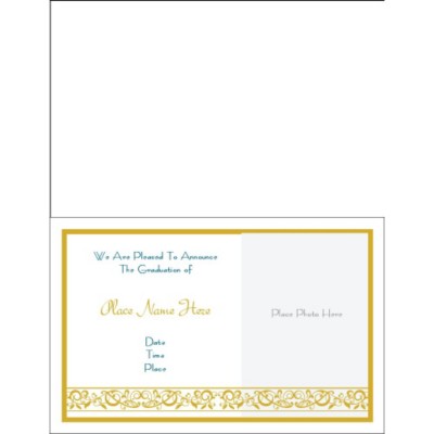 Graduation Announcement Half Fold Greeting Card - Wide, 1 per sheet