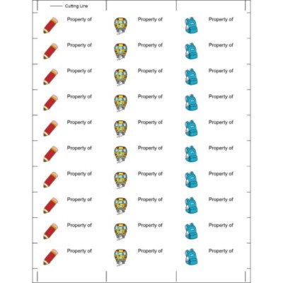 School Designs 'Property of' T-shirt Transfer, 1 per sheet