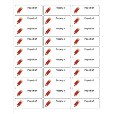 School 'Property of' Labels, 30 per sheet