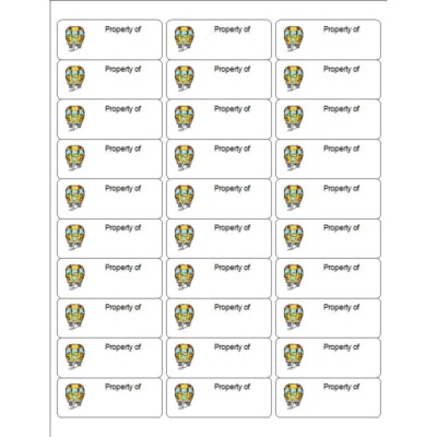 Chubby Bus 'Property of' Labels, 30 per sheet