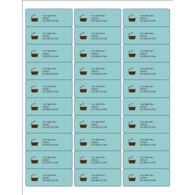 Turquoise with Brown Block Address Labels, 30 per sheet
