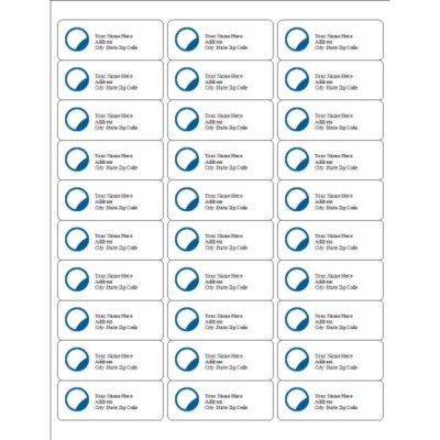 Blue Circle Design Address Labels, 30 per sheet
