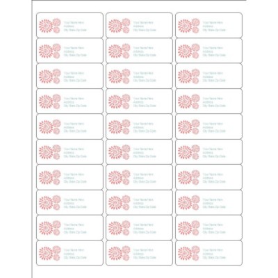 Pink Flower Burst Address Labels, 30 per sheet