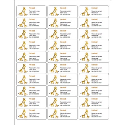 Mom and Baby Giraffe ID Label, 30 per sheet