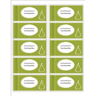 Green Pear Canning Labels, 10 per sheet