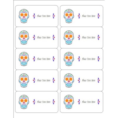 Day of the Dead Skull Shipping Labels , 10 per sheet