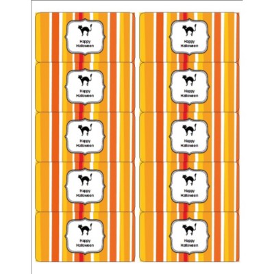 Halloween Cat with Stripe Pattern Shipping Labels , 10 per sheet