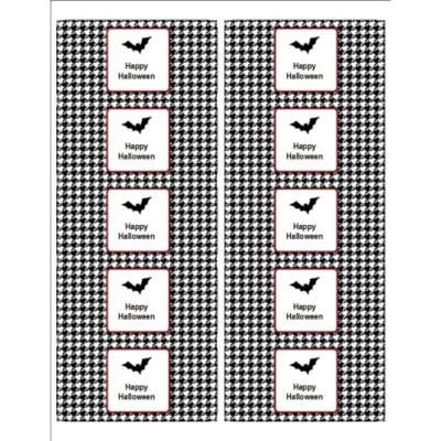 Halloween Bat with Houndstooth Pattern Shipping Labels , 10 per sheet