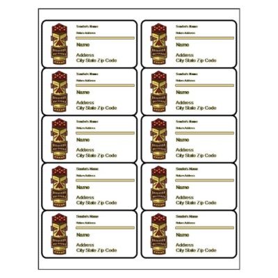 Tiki Shipping Label, 10 per sheet