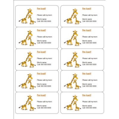 Mom and Baby Giraffe Shipping Label, 10 per sheet