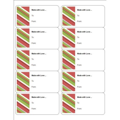 Holiday Stripes Label, 10 per sheet