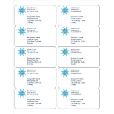 Snowflake Shipping Labels, 10 per sheet