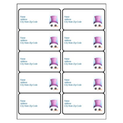 Snowman Face Shipping Label, 10 per sheet