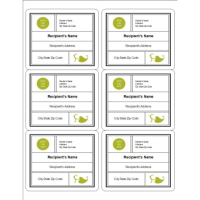 Modern Green Leaf Shipping Label, 6 per sheet