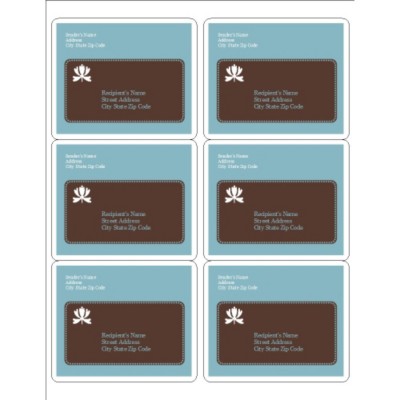 Classic Teal and Brown Shipping Label 6, per sheet