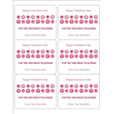 Valentine Hearts Labels, 6 per sheet