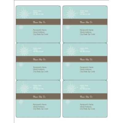 Turquoise and Brown Shipping Labels, 6 per sheet