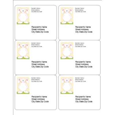Easter Bunny Shipping Labels, 6 per sheet