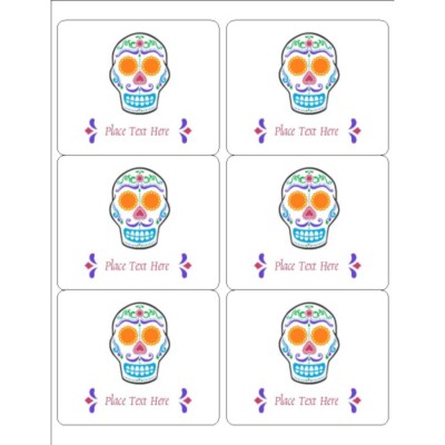 Day of the Dead Skull Shipping Labels , 6 per sheet